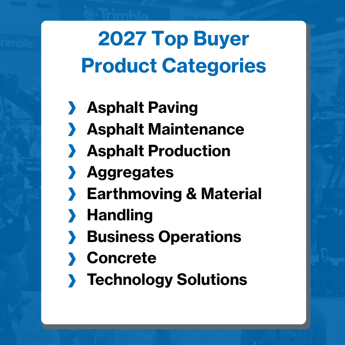 2026 top buyer product categories for CONEXPO-CON/AGG